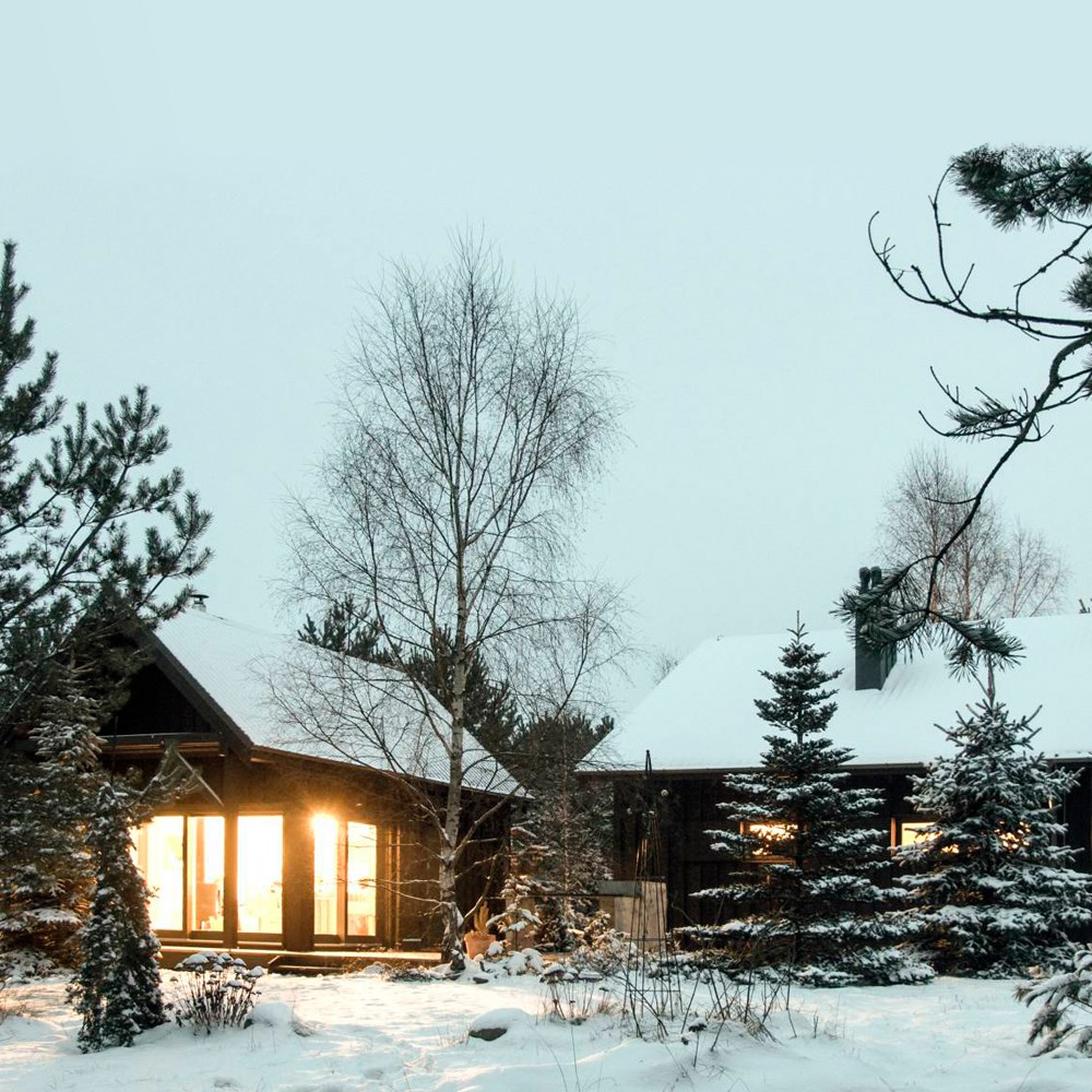 İskandinav tarzı bir kış evi