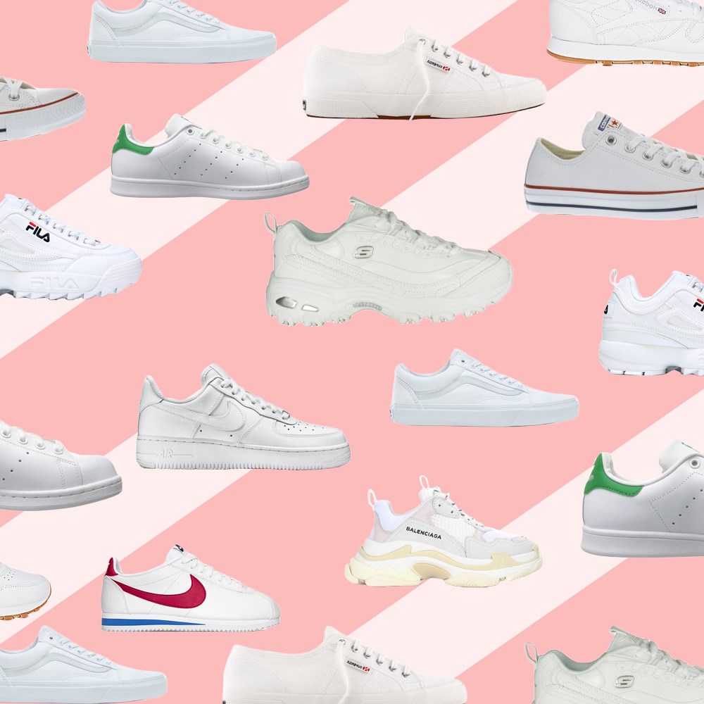 Her şey ile kombinlenen 10 beyaz spor ayakkabı