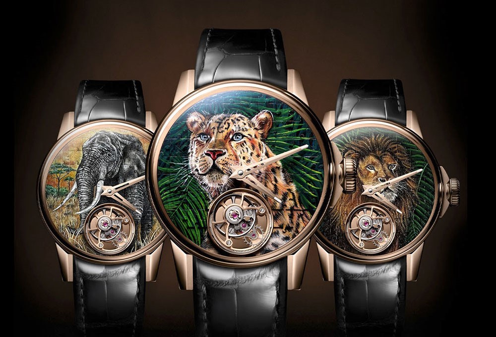 Louis Moinet'nin Savannah Tourbillon saatlerinin kadranı 81 puzzle parçasından oluşuyor