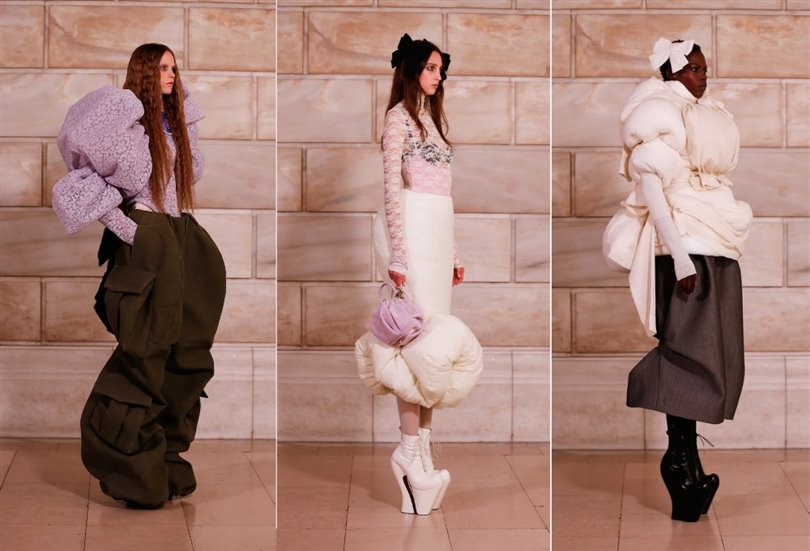 Marc Jacobs son defilesinde fiyonklar, aşırı yüksek ayakkabılar ve balon kıyafetlerle büyüledi